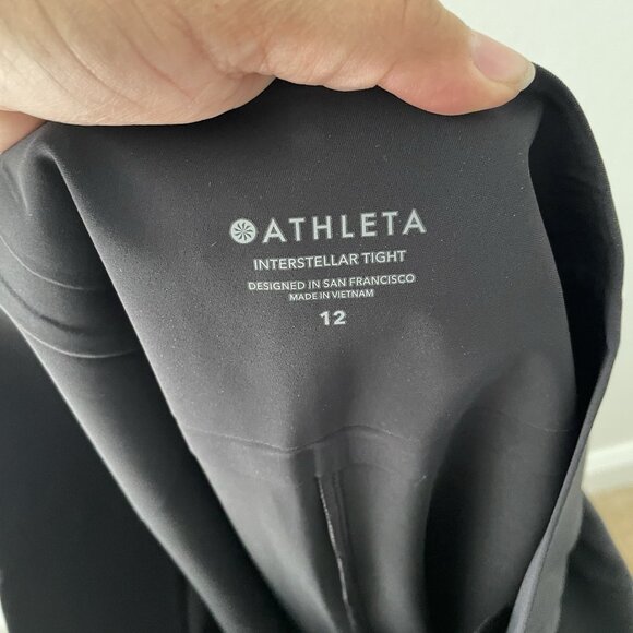 Athleta Interstellar Tight Flat Front Slit Hem Straight Leg Nylon Pant Black 12 - Picture 8 of 9